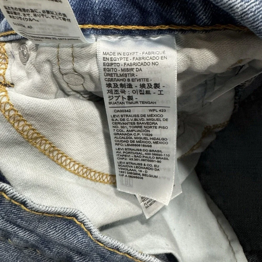 Levis Shorts Mens 33 Blue 511 Slim Cut Off Medium Wash Denim Pockets Logo Casual